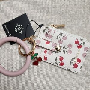 New Nanette Lepore Candi Bracelet Card Holder Wallet Cherry Hearts